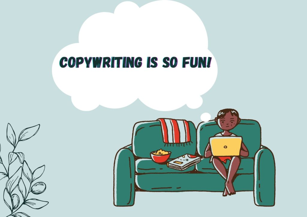 copywriting on couch